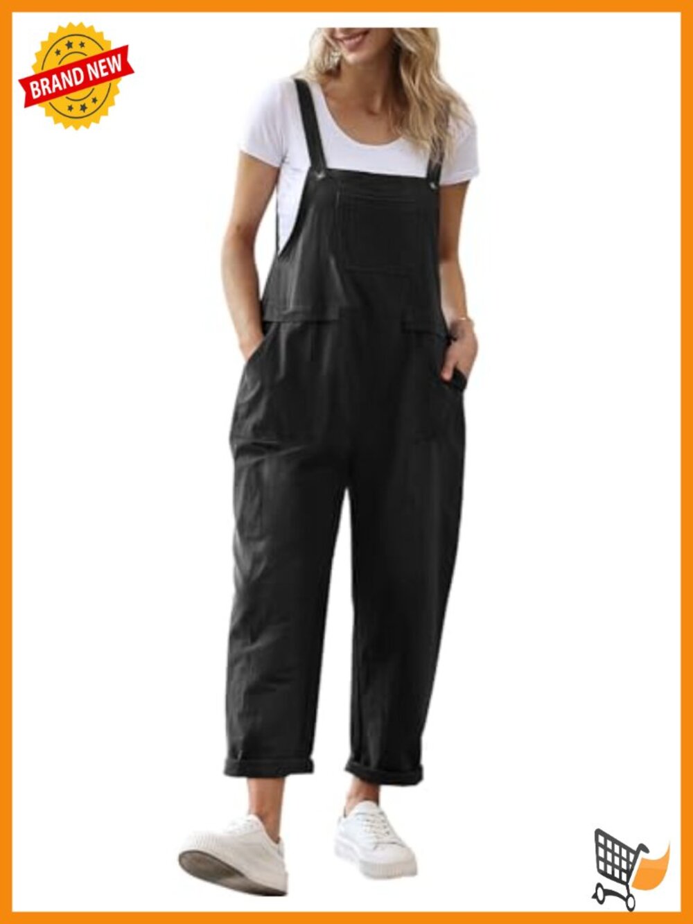 Women's Casual Loose Bib Overalls Jumpsuit with Pockets